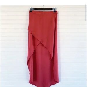 Forever 21 Orange Red Maxi Wrap Skirt